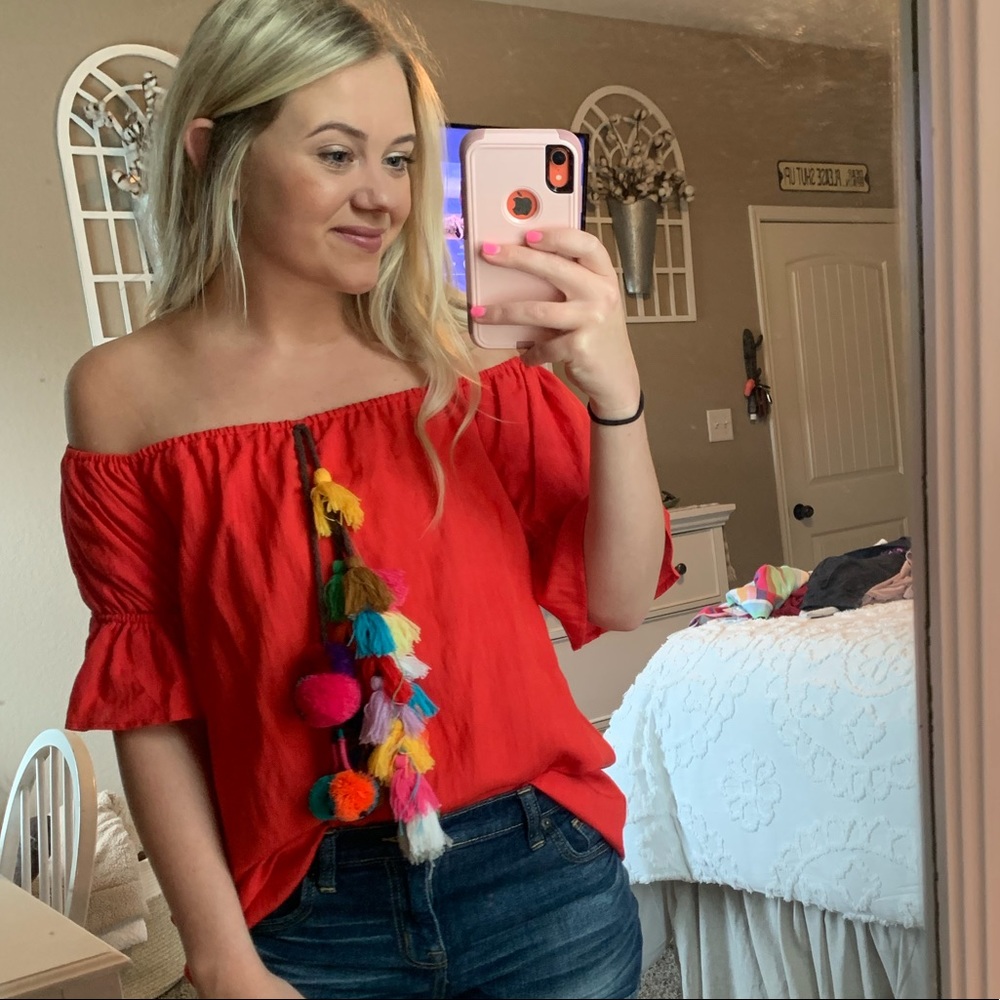 Red fiesta off-shoulder top!